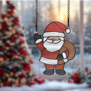 Santa Waving Stained Glass Pattern – Christmas Cheer Digital Download – Festive Ornaments & Suncatchers (PDF, SVG, PNG, Jpeg)