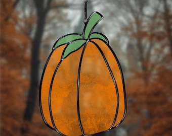 Pumpkin Stained Glass Pattern – Autumn Harvest Template (Digital Download)