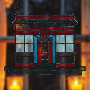 Magical Shop Front Stained Glass Pattern - Printable Digital Download Template for Glass Art Projects (PDF, SVG, PNG, Jpeg)