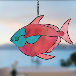 Tropical Sea Fish Stained Glass Pattern – Vibrant Ocean Suncatcher Template – Digital Download for Marine Decor (PDF, SVG, PNG, Jpeg)