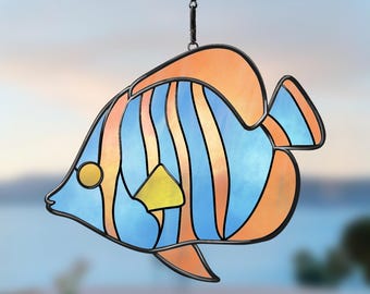 Tropical Fish Stained Glass Pattern: Ocean Art Template (Digital Download)