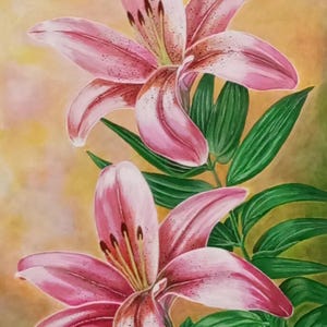 Bloem schilderij. Acryl schilderij, vlinder.