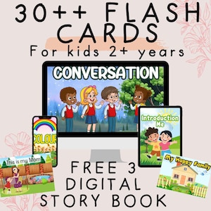 50+ Kids FLASH CARD + 3 KOSTENLOSES digitales Geschichtenbuch