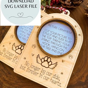Pet memorial picture holder SVG File laser Ornament, Christmas Pet Ornament memorial SVG
