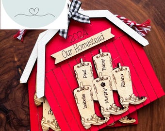 Cowboy Boot Family Ornament SVG Laser Cut File (Digital Download)