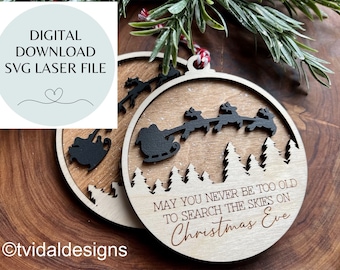 Christmas Eve Ornament SVG Laser File (Digital Download)