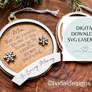 Memorial Snowflake Ornament SVG Laser Cut File (Digital Download)