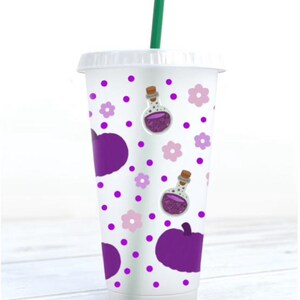 Otoño, Vasos Fríos de Otoño/Calabazas Moradas/Vasos Fríos de Temporada sin Agujeros/Envoltorio Completo para Vasos Fríos/Temática Morada.