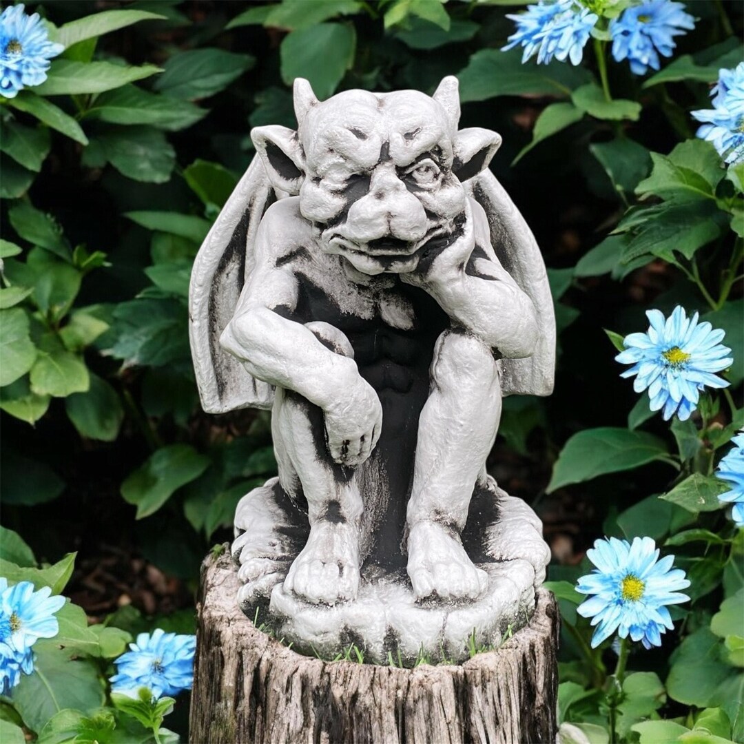 Cement Gargoyle Sculpture, Sitting Gothic Animal Statue, Concrete ...