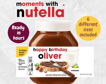 Personalized Nutella Jar Label, Celebration Gift (Digital File)