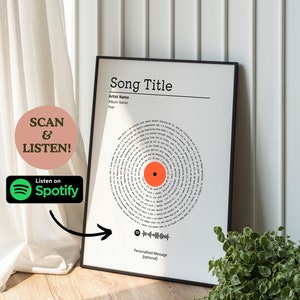 Benutzerdefinierte Songtexte Kunst, personalisiertes Musikplakat Digitaler Download, anpassbares Musikgeschenk, Vinyl Lyric Poster, Lieblingssong Poster