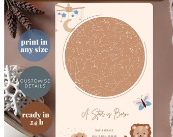 Custom Baby Star Map, Newborn Keepsake (Digital Download)
