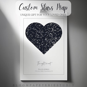 Descarga digital de regalo de mapa estelar personalizado, regalo de cumpleaños de hogar personalizado, impresión del cielo nocturno El día que fuiste, La noche en que nos conocimos