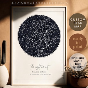 Custom Star Map Birth Date Gift, Personalized Birthday Gift, Night Sky Print Day You Were, The Night We Met Wall Art Digital Download