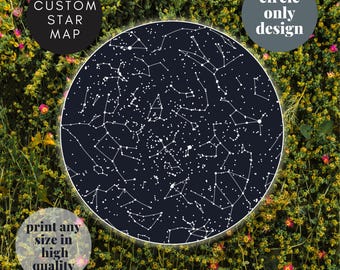 Custom Star Map Circle • Minimal Night Sky Print (Digital Download)
