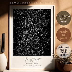 Benutzerdefinierte Sternenkarte Valentinstag Geschenk, die Nacht, in der wir uns kennen Wand Kunst Digitaler Download, personalisierte Geburtstagsgeschenk, Nachthimmel Druck Tag, den du warst,