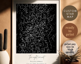 Custom Star Map Print, Anniversary Gift, Night Sky (Digital Download)
