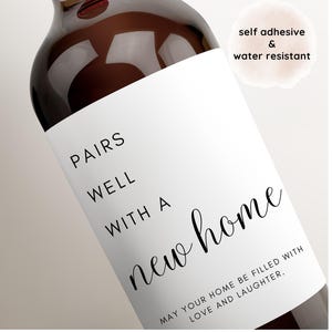 Cadeau de pendaison de crémaillère | Nouveau lieu | Étiquette de vin de pendaison de crémaillère | Cadeau pour elle, lui | Cadeau de clôture de pendaison de crémaillère pour agent immobilier | Célébration d'un nouveau lieu