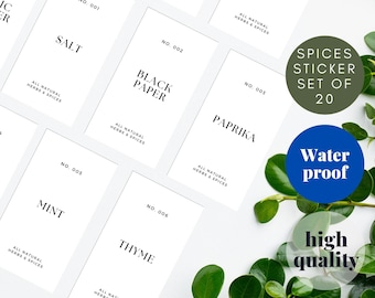 Custom Herb & Spice Jar Labels | Waterproof Pantry Stickers (Set of 20)
