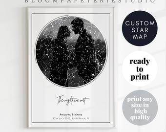 Custom Star Map Print with Photo, Personalized Night Sky (Digital Download)