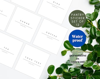 Custom Pantry Stickers | Waterproof Jar Labels, Set of 12