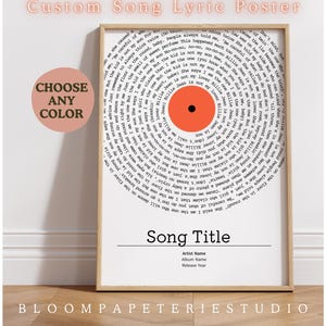Custom Song Lyrics Print Digital Download, Personalised Music Poster, Customisable Music Gift, Vinyl Lyric Poster, Favourite Song Poster