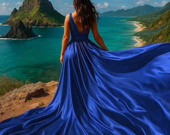blue dress for baby girl Honey Couture TAYTUM Electric Blue Sequin Mermaid Evening Gown Dress main image 0