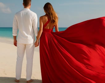 Fliegen Kleid für Paar Fotoshooting Lang Fließend Infinity Kleid Langes Fliegen Kleid Für Fotoshooting Rückenfreies Fliegen Kleid Fließendes Strandkleid