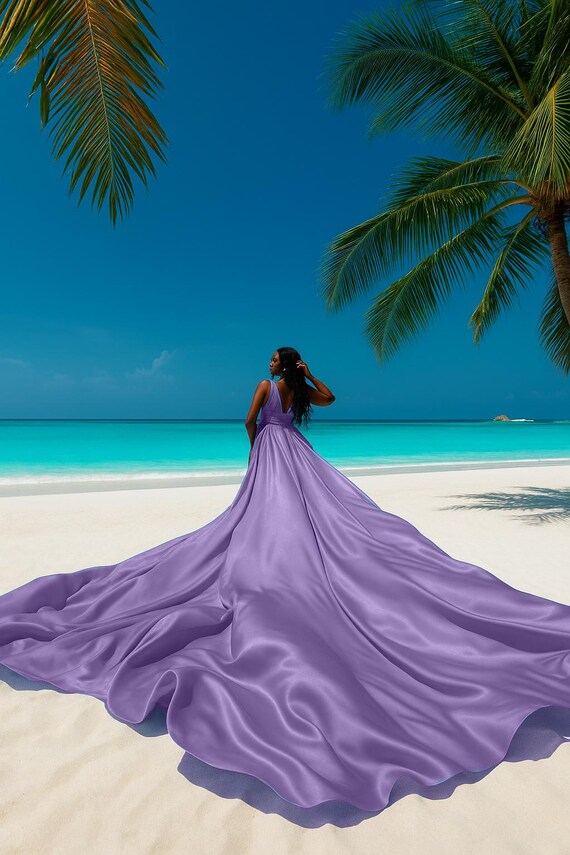 Long Flying Dress for Photoshoot Lilac Satin Flying Dress Beach Photoshoot Dress Long Flowy Infinity Dress Custom Asymmetrical Flying Dress