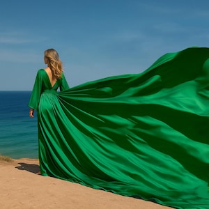 long sleeve mother of the bride dresses tea length Satin Mother of the Bride Dresses 2026 Women's A-Line V Neck 3/4 Sleeve Tea-Length Formal Evening Gowns with Sash / Ribbon, Green