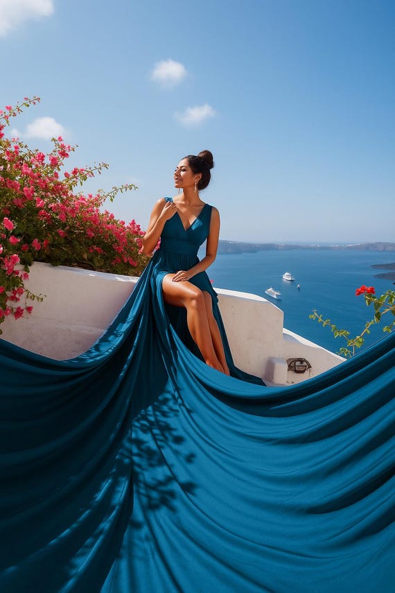green emerald velvet dress Photoshoot Dress | Flowy Dress main image 1