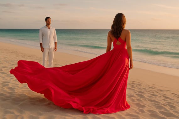 flowy engagement dress Long Flying for Photoshoot Berry Pink Flying Dress for Couple Photoshoot Photoshoot Dress Custom Infinity Beach Dress engagement outfit ideas Navy Dress Burgundy Shoes smocked back dress The elastic waist and Wood/Color:Maple/Honey Cider