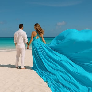 Turquoise Flying Dress For Couple Photoshoot Flying Dress For Pre Wedding Photoshoot Long Flowy Infinity Dress Beach Photoshoot Dress