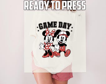 Game Day Mickey and Minnie DTF Transfer, Funny Disney Baseball Transfer Sheet, Disney Game Day Heat Transfer, Mickey and Friends Baseball