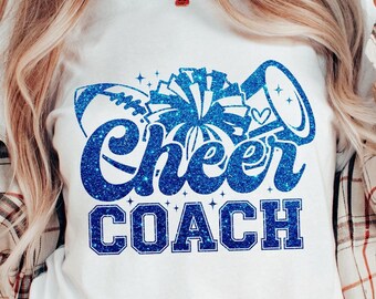 Cheer Coach Glitter SVG PNG: Cheerleading Shirt Design (Digital Download)