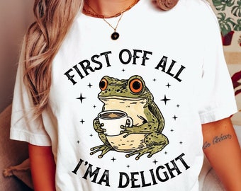 Grenouille sarcastique PNG : Tout d'abord, je suis un délice, sublimation rétro (téléchargement numérique)