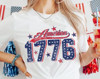 1776 America 4th of July PNG: Patriotic T-Shirt Design (Digital Download)