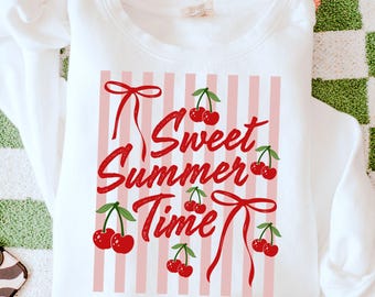 Sweet Summer Time Svg Png, Preppy Coquette Striped Beach Design, Trendy Girly Vacation Shirt Svg, Aesthetic Summer Sublimation File