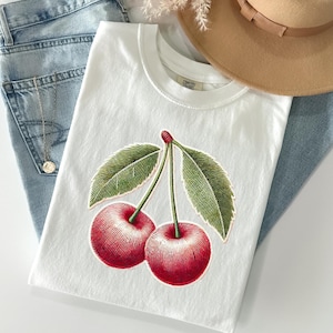 Cherry Print Faux Embroidery PNG: Sublimation & DTF Design (Digital Download)