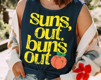 Suns Out Buns Out PNG | SVG | Trendy Summer | Spring Break | Funny | Here Comes The Sun | Beach | Beach Bum | Vacation | DTF | Sublimation