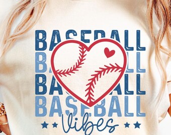 Baseball Vibes SVG: Projekt koszulki dla mamy baseballistki z sercem (pobranie cyfrowe)