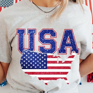Glitter 4 juli png, USA png, Usa Sublimation, Glitter Sparkly Usa Shirt png, Amerika kaart svg, Retro 4 juli, Trendy 4 juli png