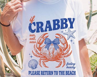 Crabby Beach Shirt PNG, Retro Summer Sublimation Design (Digital Download)