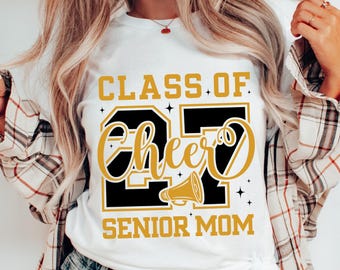 Senior Cheer Mom 2027 SVG PNG: Graduation Shirt Design (Digital Download