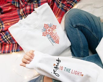 Floral Christian Shirt Png: Jesus is the Light, Bible Verse (Digital Download)