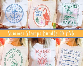Summer Travel Stamp PNG Bundle Sublimation,  Summer Sublimation Designs, Beach Vacation PNG, Summer Stamp Png, Cruise Bundle