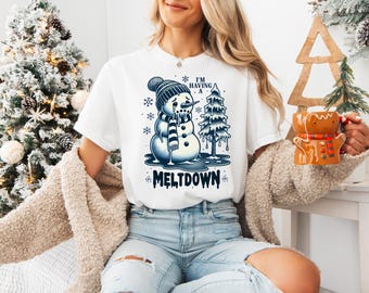 Sto avendo un crollo nervoso PNG Pupazzo di neve divertente Carino Atteggiamento invernale PNG Pupazzo di neve retrò Lunatico PNG Divertente Natale Accogliente Stagione Trendy Natale PNG
