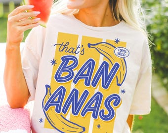 Thats Bananas Png, Trendy PNG Design, Striped Summer Sublimation Design, Coquette Banana Shirt Design, Preppy Fruit Png, Funny Girly Png