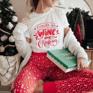 Fueled By Wine and Christmas Svg Png design, Funny Svg, Merry Christmas Svg, Christmas Wine Holiday svg merry Christmas, svg Christmas Shirt