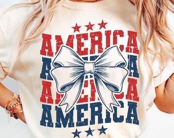 Coquette Rosett 4 juli PNG SVG: Girly USA Design (digital nedladdning)